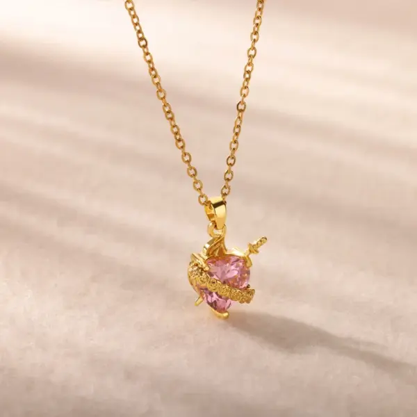 Wholesale 304 Stainless Steel Cross Devil's Eye Moon PVD Coated Zircon Elegant Romantic Sweet Plating Pendant Necklace