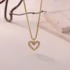 Wholesale 3D Heart Pendant Necklace For Women In 304 Stainless Steel With 18K Gold Plated PVD And Zircon Inlay, Cable Chain