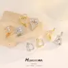 Wholesale Heart Shape Earrings For Women With Copper Ear Pins, 14K Real Gold Plated And Zircon Inlay