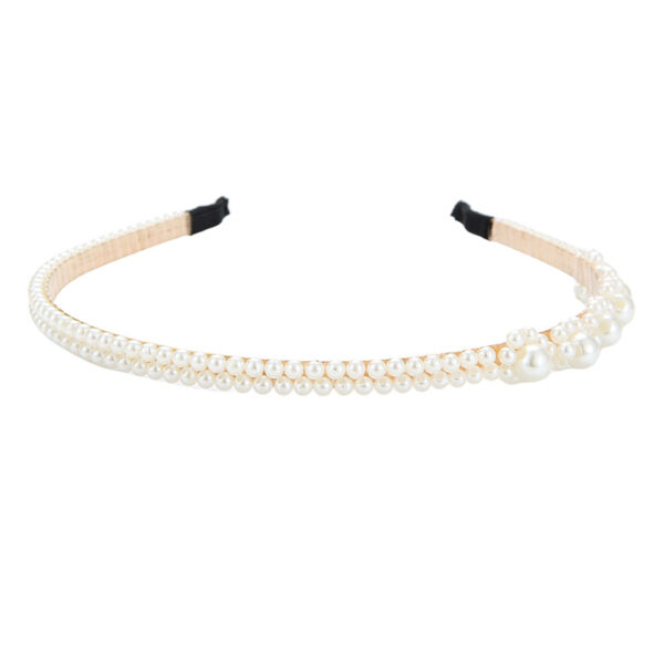 oly-c7f23c5f57b4851de3f6503880de3d2f Wholesale Fashion Pearl Chain Artistic Headband for Women, Hand-Wrapped Bead Hair Accessory, Narrow Metal Hair Accessory