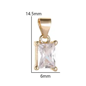 Wholesale Square Copper Pendant With 14K Real Gold Plating And Zircon Inlay In New Style
