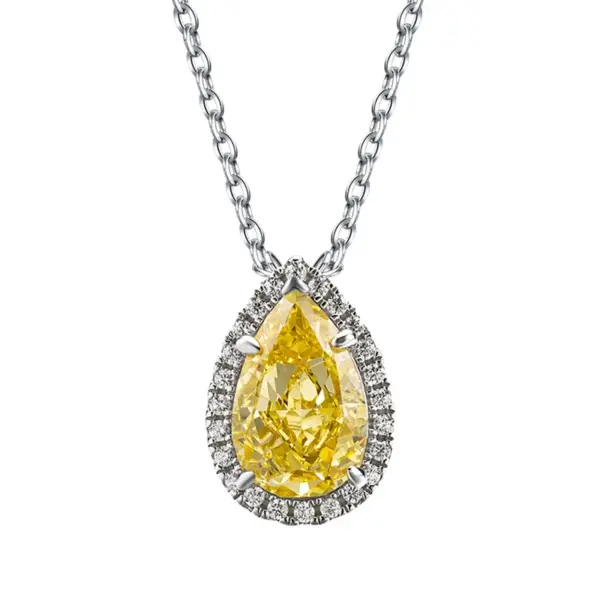 Wholesale Geometric Inlay Pendant Necklace For Women In 925 Sterling Silver With High Carbon Diamond And Platinum Plated Cable Chain