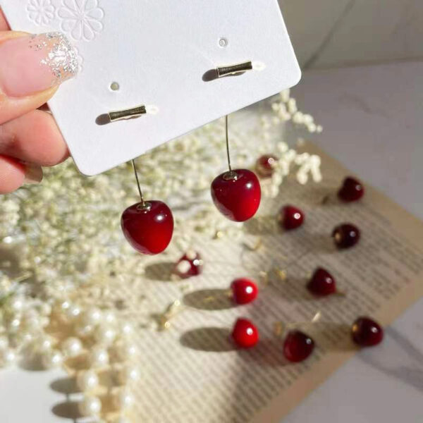 Wholesale long cherries earrings creative design cute cherry earrings earrings