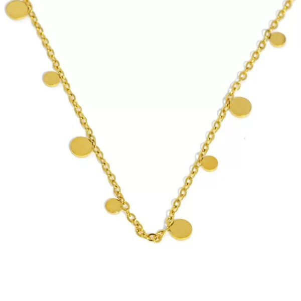 Wholesale Titanium steel tassel necklace, titanium steel gold-plated round disc clavicle chain, stackable choker.