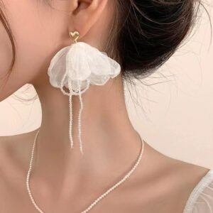 Love white petal beaded earrings