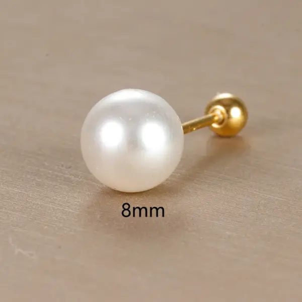 Wholesale 1 Piece Simple Style Round Plating Inlay Copper Pearl 18k Gold Plated Ear Studs