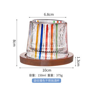 Vertical grain contrast tumbler wine glass with wooden holder