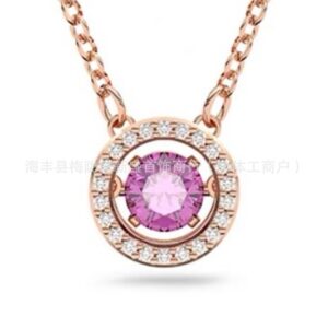 Full diamond rose gold pink diamond smart necklace