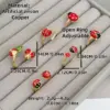 Wholesale Jewelry Casual Cute Romantic Ladybugs Copper Zircon 18K Gold Plated Open Rings
