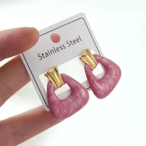 FYD6140EH-pink-geometric Earrings
