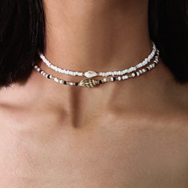 Wholesale Retro Style Necklace Beaded Korean All-match Overlapping Beach Conch Beach Shell Clavicle Chain Necklace