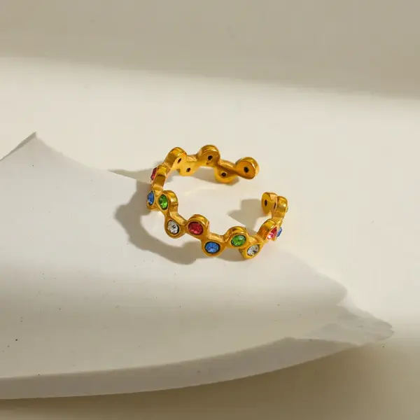 Wholesale PVD Coated Real Gold Plated C Shape 304 Stainless Steel IG Style Waterproof Non Tarnish Open Rings