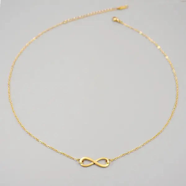Wholesale Ferroalloy Infinity Vacuum Plating Real Gold Plated Vintage Style Handmade Simple Style Waterproof Non Tarnish Hollow Out Cable Chain Gold Necklace