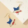Wholesale Jewelry Ig Style Retro Commute Pentagram Heart Shape American Flag Alloy Artificial Gemstones Plating Inlay Drop Earrings