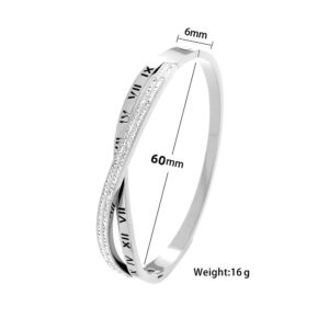 Roman numeral criss-cross strap silver with rhinestones / 18K vacuum plating