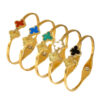 oly-c863ef78aaac9b990c280f120c71ff77 Wholesale Titanium steel electroplated non-fading jewelry, titanium steel bracelet, gold four-leaf clover bracelet