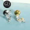 Wholesale G23 Titanium Inner Thread Flat Bottom Lip Studs Embedded Horse Eye Zirconia Ear Bone Studs Soft Tissue Piercing Jewelry