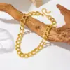 Wholesale Double Ring Chain Smooth Thread 304 Stainless Steel O-shaped Waterproof Non-fading Cable Chain Necklace For Women
