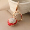 oly-c8713382ab8d2193a90a8cc9ea860857 Wholesale Diamond-encrusted lychee car keychain women's bag pendant metal key chain fruit pendant gift