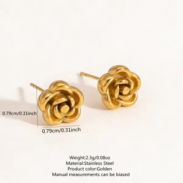Wholesale Three-dimensional Flowers Jewelry Set In 304 Stainless Steel With 18K Gold Plated PVD Coating And Twisted Rope Chain