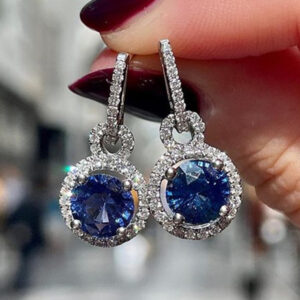 Wholesale red luxury sapphire blue zircon long earrings temperament Valentine's Day gift earrings women
