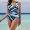 Wholesale Women's Large Size Striped High Elastic Backless One-Piece Swimsuit Sexy Sports Bikini Swimsuit