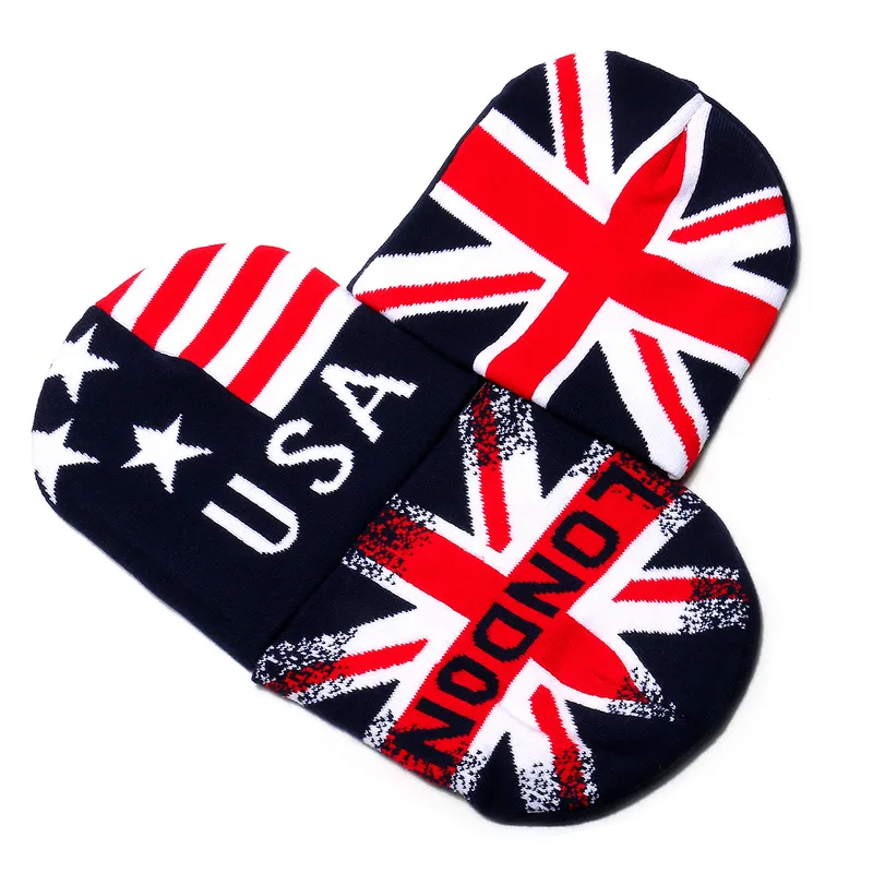 Wholesale American Independence Day British National Day Knitted Hat Embroidered National Flag Winter Autumn Woolen Cap Fashionable Retro British Styl