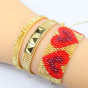 oly-c8816fb311662d98cba1c4a71e70b371 Wholesale New double-layer love miyuki bracelet set women's solid color rivet hand-woven bracelet set