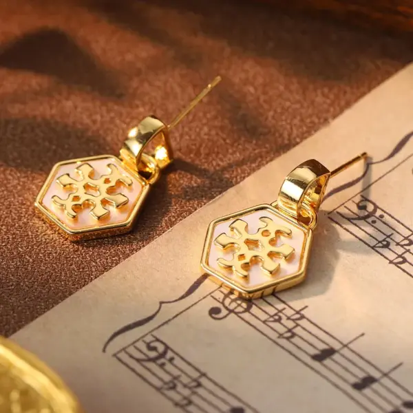 Wholesale Hypoallergenic Shell Stud Earrings For Women In Copper With KC Golden UV Plated Finish