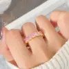 oly-c88da8488001f21415a9fbdc9019433a Wholesale Square Claw Setting Ring For Women In Brass With 18K Real Gold Water Plating And Zircon Inlay