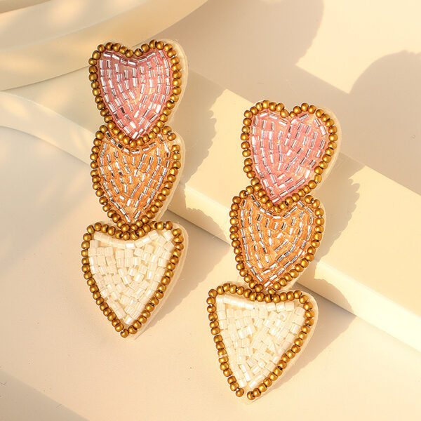 Wholesale Explosions Hand-sewn Three-layer Love Pendant Earrings Suitable for Valentine's Day Gift Earrings for Women