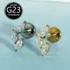 Wholesale G23 Titanium Inner Thread Flat Bottom Lip Studs Embedded Horse Eye Zirconia Ear Bone Studs Soft Tissue Piercing Jewelry