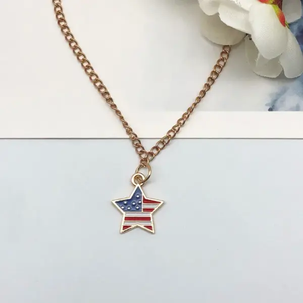 Wholesale 75th National Day American Flag Pendant DIY Earrings Alloy Star Heart-shaped Jewelry Accessories Bowknot Shell Cloud