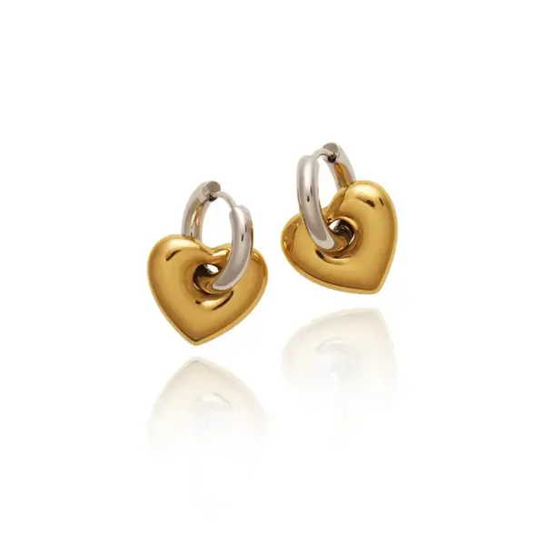 Wholesale 1 Pair Casual Elegant Heart Shape 201 Stainless Steel 304 Stainless Steel Titanium Steel 18K Gold Plated Gold Plated Drop Earrings