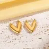 Wholesale 1 Pair Casual Classic Style Streetwear Geometric Heart Shape 304 Stainless Steel Imitation Gold Electroplating Hoop Earrings