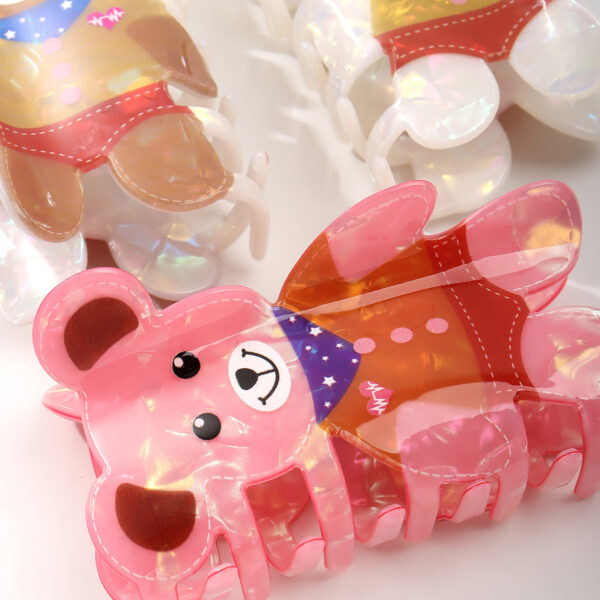 Wholesale  style cute cartoon bear hair clip, romantic Valentine's Day, love rose bear,  claw clip for women.