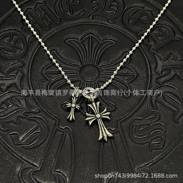 Wholesale Copper vintage necklace pendant, large and small double cross necklace, men's and women's jewelry