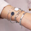 Wholesale fashion bracelet creative retro embedded marble geometric thick chain bracelet suit 4-piece set