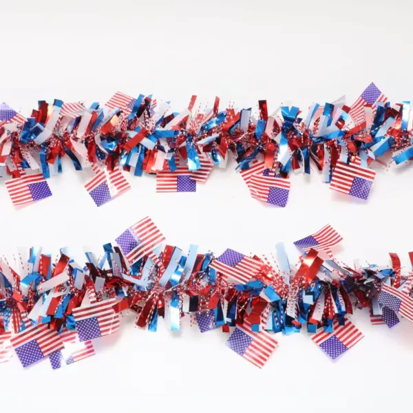 Wholesale Flag Bunting Colorful Strips Festival Atmosphere Supplies Independence Day Bunting Ribbon Festival Decoration Plastic Material