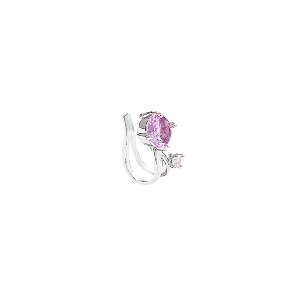 Wholesale Light Luxury and Versatile Colorfulful Zircon Rabbit Ear Clips for Women Niche Design High-End Non-Pierced Ear Bone Clip Earrings