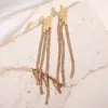 Wholesale Minimalist Vacuum Electroplated 18K Gold Tassel 304 Stainless Steel Earrings For Women Vintage Geometric Earrings