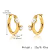 Wholesale Three-dimensional Geometric Earrings For Women, Electroplated Copper With Golden Plated Finish And Artificial Pearl Inlay