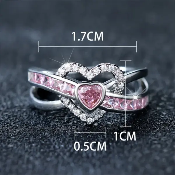 Wholesale Double Heart Shaped Ring Elegant Simple Luxury Geometric Pattern Copper Material Jewelry Ring For Women