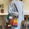 Wholesale No fading Denim! Spring and Summer Ethnic Style Patchwork Bag Shoulder Bag Large Capacity Crossbody Bag Denim Double Bread