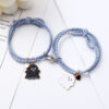 oly-c920873537d4a852c886419e27b571e9 Wholesale Black and White Ghost Bracelet Couple Bracelet Pair for Boyfriend Small Leather Case Heart Magnet Attraction Bracelet Headband for Women