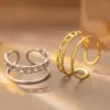 Wholesale Personalized Diamond Pattern Coffee Bean Texture Ring Batch Hammered Texture Individual Style Titanium Steel Couple Rings
