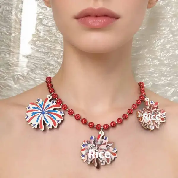 Wholesale Beaded Wood Car Necklace For Women With Beaded Chain, Perfect For Independence Day