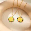 Wholesale PVD Coated 14K Gold Real Gold Plated Round Oval 304 Stainless Steel Vacation Waterproof Non Tarnish 304 Stainless Steel Pendant Necklace