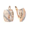 Wholesale New Geometric Hollow Out Women's Rose Gold Zircon Earrings Fashionable Ear Jewelry Chic Style Copper Material Electroplated