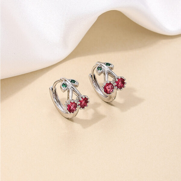 Wholesale trend summer flash diamond bow summer cherry earrings all-match daily commuter ladies earrings